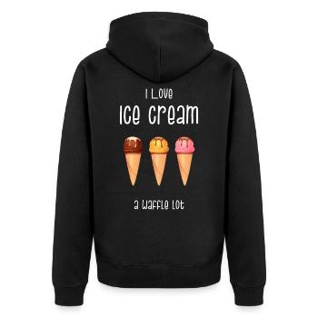 Eiscreme Eis Softeis Waffel Eisdiele Geschenk - Unisex Premium Bio Zip Hoodie - Schwarz - Hinten - Nico (187cm)