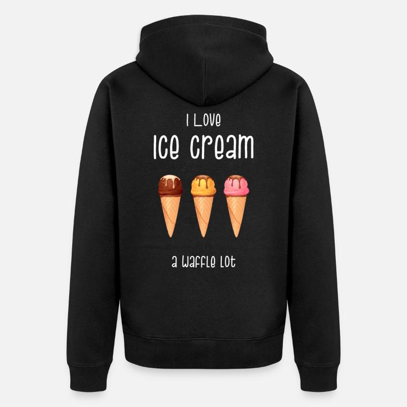 Eiscreme Eis Softeis Waffel Eisdiele Geschenk - Unisex Premium Bio Zip Hoodie - Schwarz