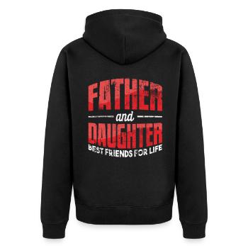 Vater Tochter - Unisex Premium Bio Zip Hoodie - Schwarz - Hinten - Nico (187cm)