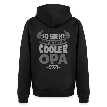 Bester Opa - Unisex Premium Bio Zip Hoodie - Schwarz - Hinten - Nico (187cm)