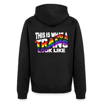 Transgender - Unisex Premium Organic Zip Hoodie - black - Back - Nico (187cm)
