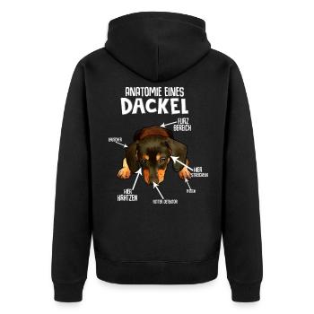 Dackel Hund Hunderasse - Unisex Premium Bio Zip Hoodie - Schwarz - Hinten - Nico (187cm)