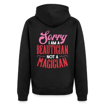 Kosmetikerin - Unisex Premium Bio Zip Hoodie - Schwarz - Hinten - Nico (187cm)