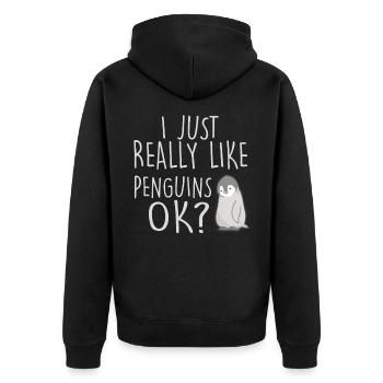 Pinguin - Unisex Premium Bio Zip Hoodie - Schwarz - Hinten - Nico (187cm)