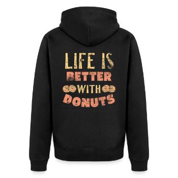 donut - Unisex Premium Organic Zip Hoodie - black - Back - Nico (187cm)