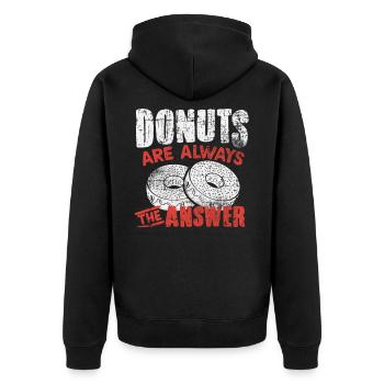 donut - Unisex Premium Organic Zip Hoodie - black - Back - Nico (187cm)