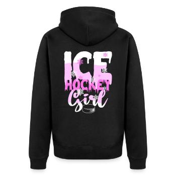 Fille de hockey sur glace - Veste à capuche bio Premium Unisexe - noir - Dos - Nico (187cm)