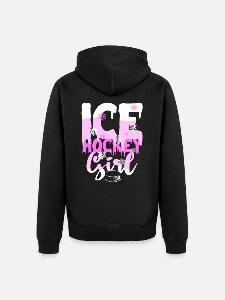 Eishockey Mädchen - Unisex Premium Bio Zip Hoodie - Schwarz