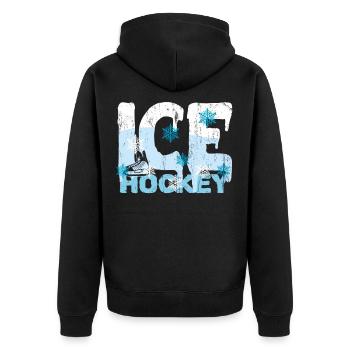 Eishockey - Unisex Premium Bio Zip Hoodie - Schwarz - Hinten - Nico (187cm)