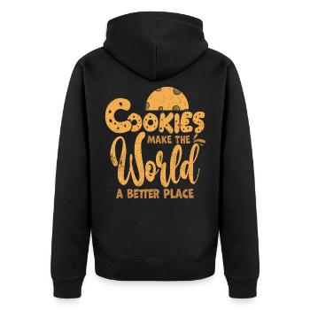 Cookie - Unisex Premium Bio Zip Hoodie - Schwarz - Hinten - Nico (187cm)