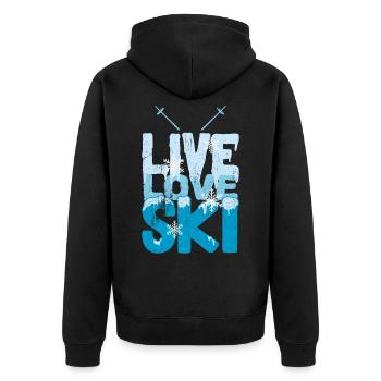 Ski - Unisex Premium Bio Zip Hoodie - Schwarz - Hinten - Nico (187cm)
