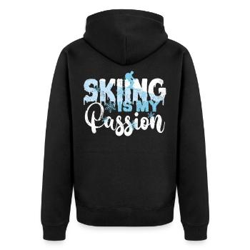 Ski - Unisex Premium Bio Zip Hoodie - Schwarz - Hinten - Nico (187cm)