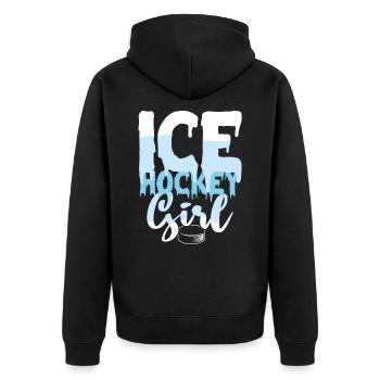 Eishockey Mädchen - Unisex Premium Bio Zip Hoodie - Schwarz - Hinten - Nico (187cm)