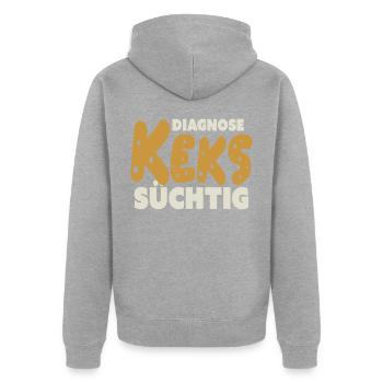 Biscuit addictif - Veste à capuche bio Premium Unisexe - gris chiné - Dos - Nico (187cm)