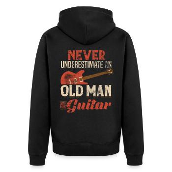 Gitarre Papa Opa Gitarrist - Unisex Premium Bio Zip Hoodie - Schwarz - Hinten - Nico (187cm)