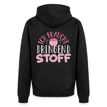 Nähen - Unisex Premium Bio Zip Hoodie - Schwarz - Hinten - Nico (187cm)