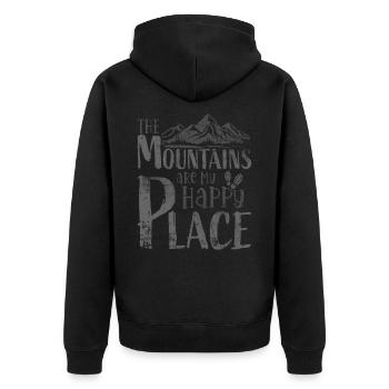 Wandern Berge - Unisex Premium Bio Zip Hoodie - Schwarz - Hinten - Nico (187cm)