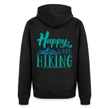 Berge Wandern - Unisex Premium Bio Zip Hoodie - Schwarz - Hinten - Nico (187cm)
