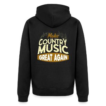 Country Musik - Unisex Premium Bio Zip Hoodie - Schwarz - Hinten - Nico (187cm)