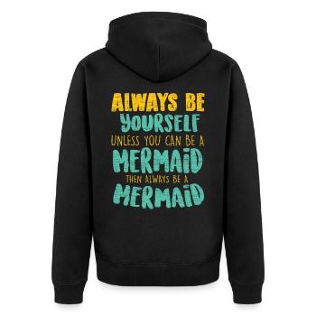 Mermaid - Unisex Premium Organic Zip Hoodie - black - Back - Nico (187cm)