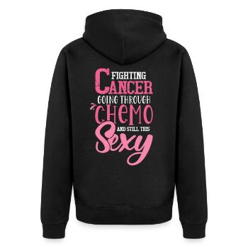 Krebs - Unisex Premium Bio Zip Hoodie - Schwarz - Hinten - Nico (187cm)