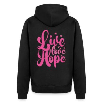 breast cancer - Unisex Premium Organic Zip Hoodie - black - Back - Nico (187cm)