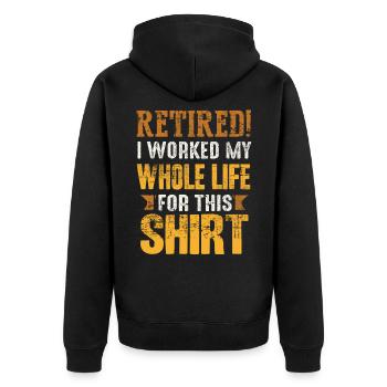 pension - Unisex Premium Organic Zip Hoodie - black - Back - Nico (187cm)
