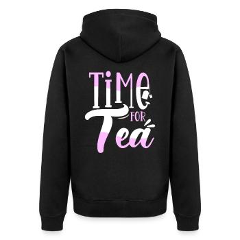 Tee - Unisex Premium Bio Zip Hoodie - Schwarz - Hinten - Nico (187cm)