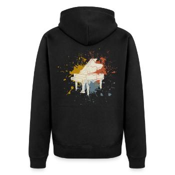 Klavier vintage - Unisex Premium Bio Zip Hoodie - Schwarz - Hinten - Nico (187cm)