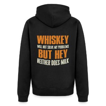 whisky - Veste à capuche bio Premium Unisexe - noir - Dos - Nico (187cm)