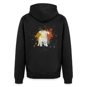 Baby Hund retro - Unisex Premium Bio Zip Hoodie - Schwarz - Hinten - Nico (187cm)
