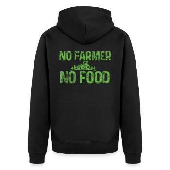 Landwirt - Unisex Premium Bio Zip Hoodie - Schwarz - Hinten - Nico (187cm)