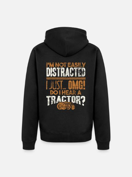 tractor - Unisex Premium Organic Zip Hoodie - black