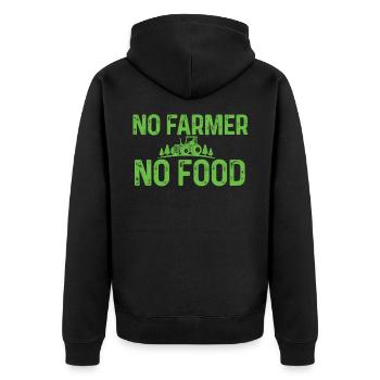 Landwirt - Unisex Premium Bio Zip Hoodie - Schwarz - Hinten - Nico (187cm)