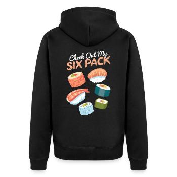 Sushi Japan Maki Nigiri Sashimi Fisch Geschenk - Unisex Premium Bio Zip Hoodie - Schwarz - Hinten - Nico (187cm)