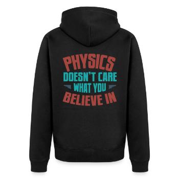 physics - Unisex Premium Organic Zip Hoodie - black - Back - Nico (187cm)