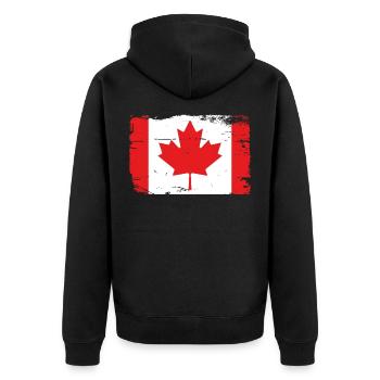 Kanada Flagge - Unisex Premium Bio Zip Hoodie - Schwarz - Hinten - Nico (187cm)