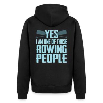 rowing - Unisex Premium Organic Zip Hoodie - black - Back - Nico (187cm)