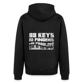 Klavier - Unisex Premium Bio Zip Hoodie - Schwarz - Hinten - Nico (187cm)