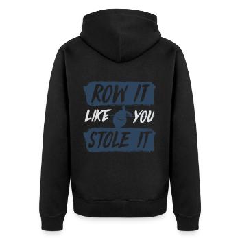 rowing - Unisex Premium Organic Zip Hoodie - black - Back - Nico (187cm)
