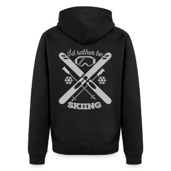 id rather be skiing - Unisex Premium Bio Zip Hoodie - Schwarz - Hinten - Nico (187cm)