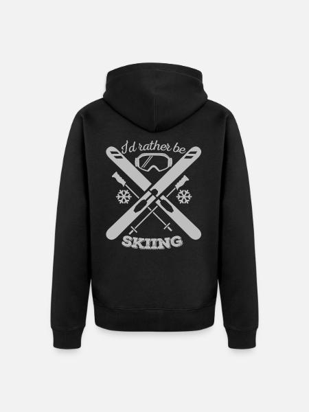 id rather be skiing - Unisex Premium Bio Zip Hoodie - Schwarz