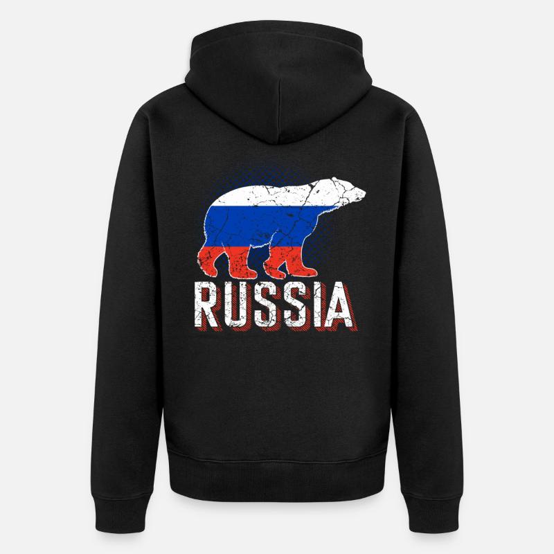 Ours polaire de Russie - Veste à capuche bio Premium Unisexe - noir