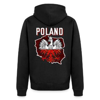 Polen Adler Wappen - Unisex Premium Bio Zip Hoodie - Schwarz - Hinten - Nico (187cm)