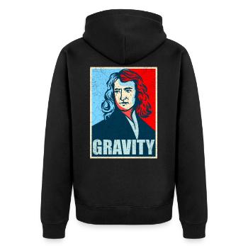 Isaac Newton - Unisex Premium Bio Zip Hoodie - Schwarz - Hinten - Nico (187cm)