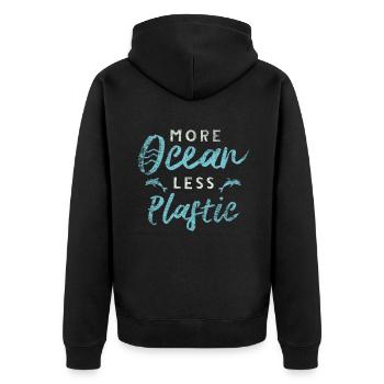 Plastik Umweltverschmutzung - Unisex Premium Bio Zip Hoodie - Schwarz - Hinten - Nico (187cm)