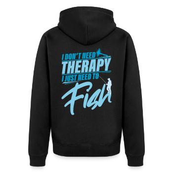 Angeln - Unisex Premium Bio Zip Hoodie - Schwarz - Hinten - Nico (187cm)