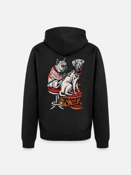 Franse Bulldog Dalmatische Tattoo - Uniseks Premium bio ziphoodie - zwart