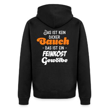 Das ist kein Bauch Das ist ein Feinkostgewölbe - Unisex Premium Bio Zip Hoodie - Schwarz - Hinten - Nico (187cm)
