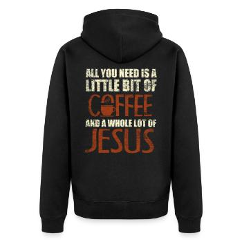 Jesus and coffee - Unisex Premium Organic Zip Hoodie - black - Back - Nico (187cm)